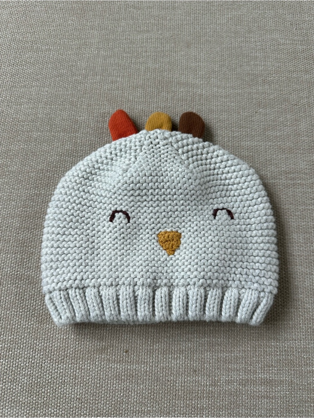 Carter's Cream Knit Chick Beanie with Colorful Tufts